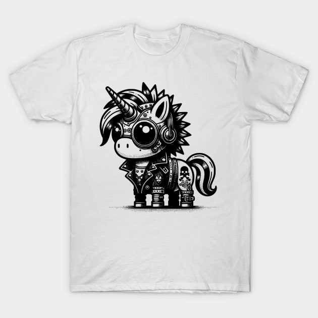 Gothic Punk Unicorn T-Shirt by DreamSage